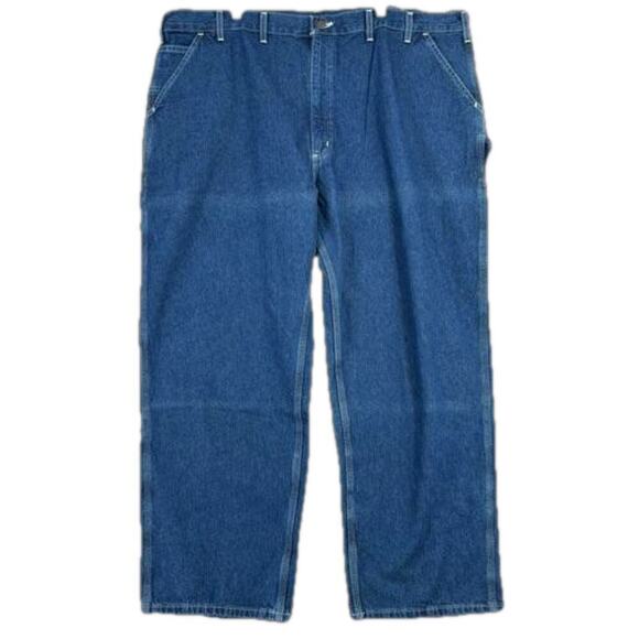 Carhartt Work Dungaree Jeans Washed Denim Straight Leg Carpenter Loop Utility 46 - Picture 1 of 14